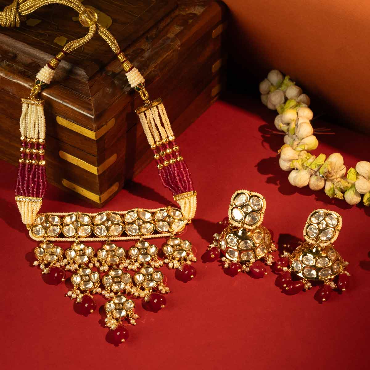 Kundan Pearl Drop Choker Set