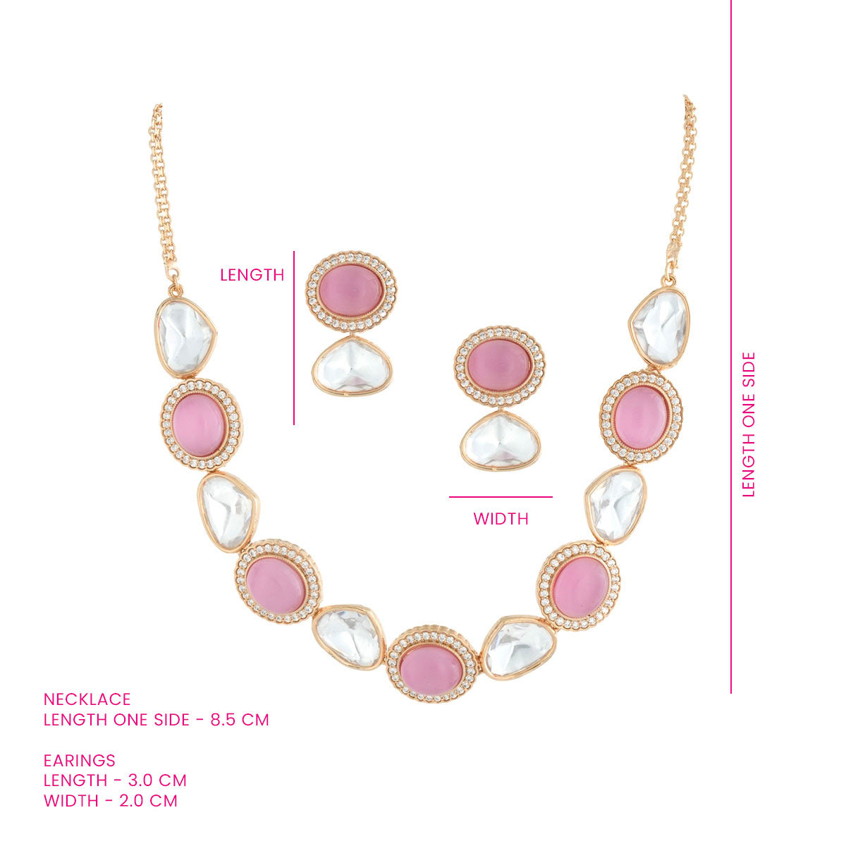 Gulnaar Pink Kundan Necklace Set