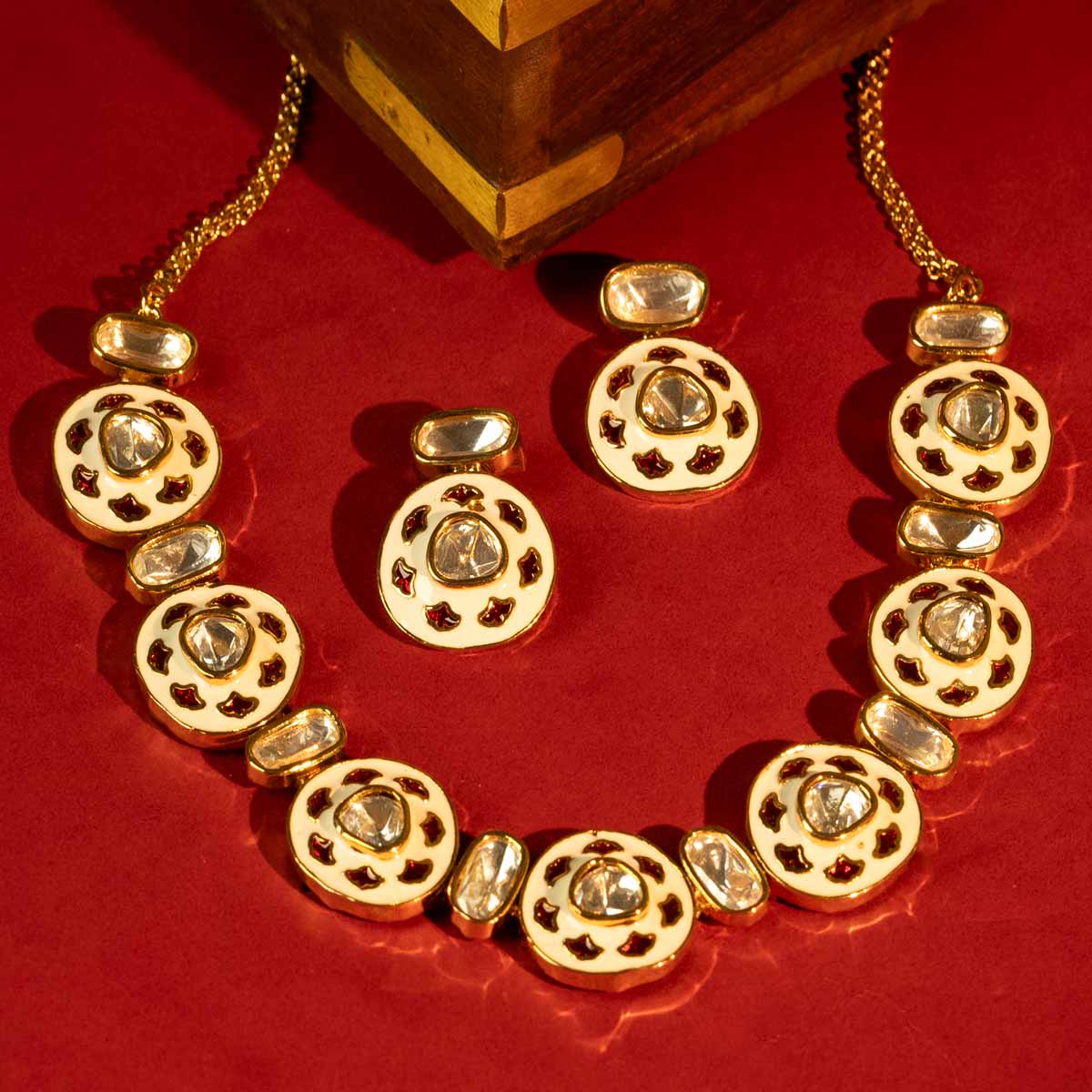 Varnika Meenakari Kundan Necklace Set