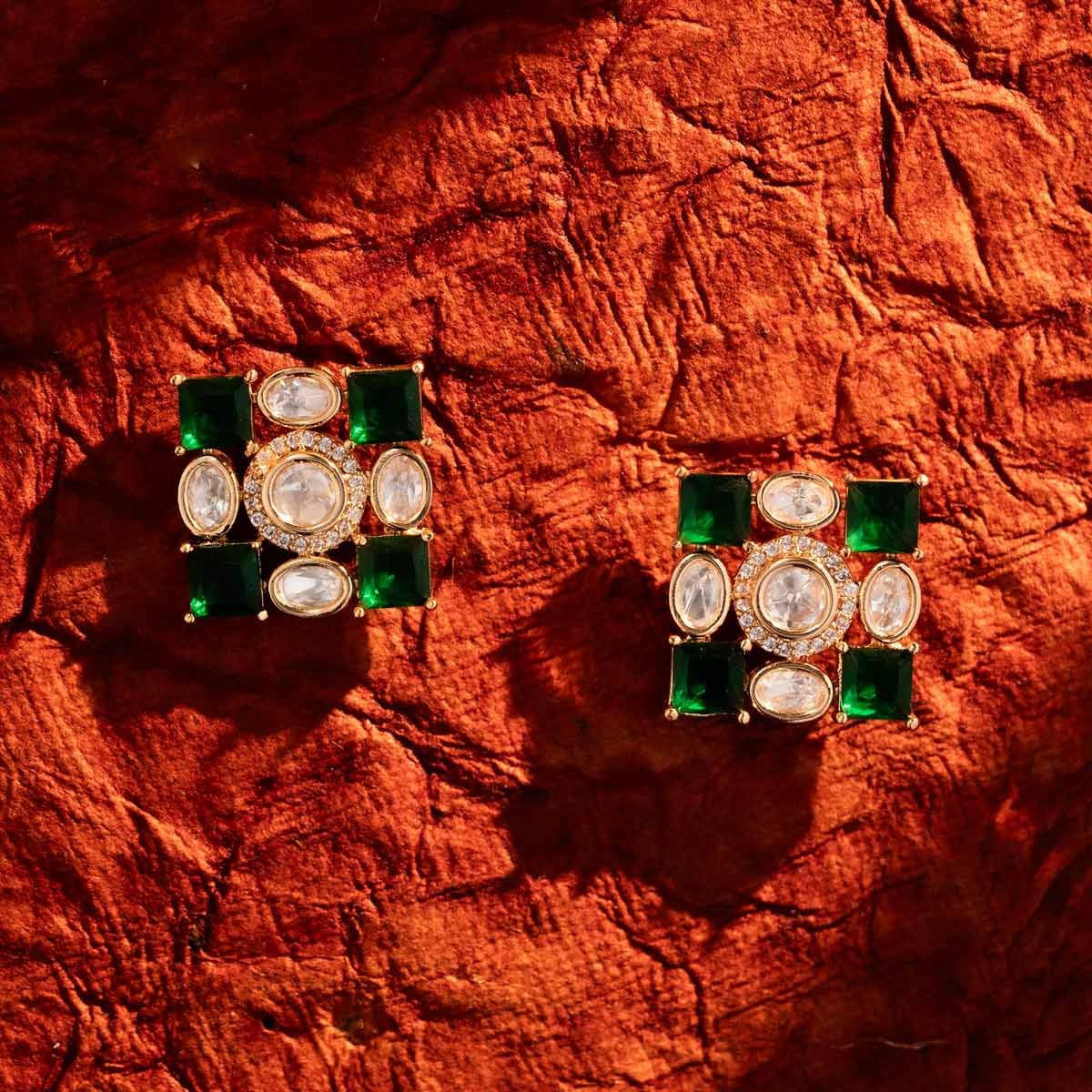 Emerald Mosaic Studs