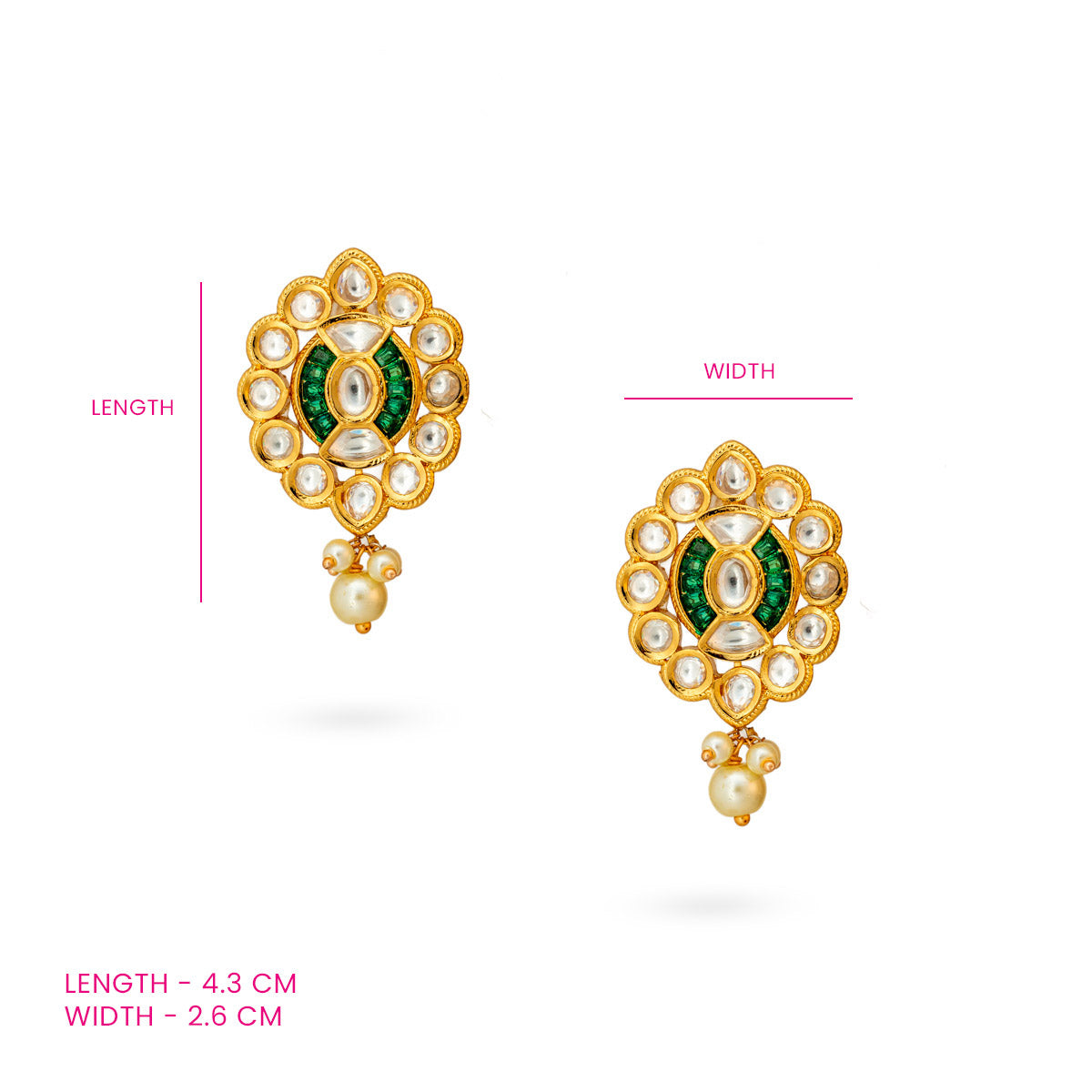 Pearl Drop Kundan Studs