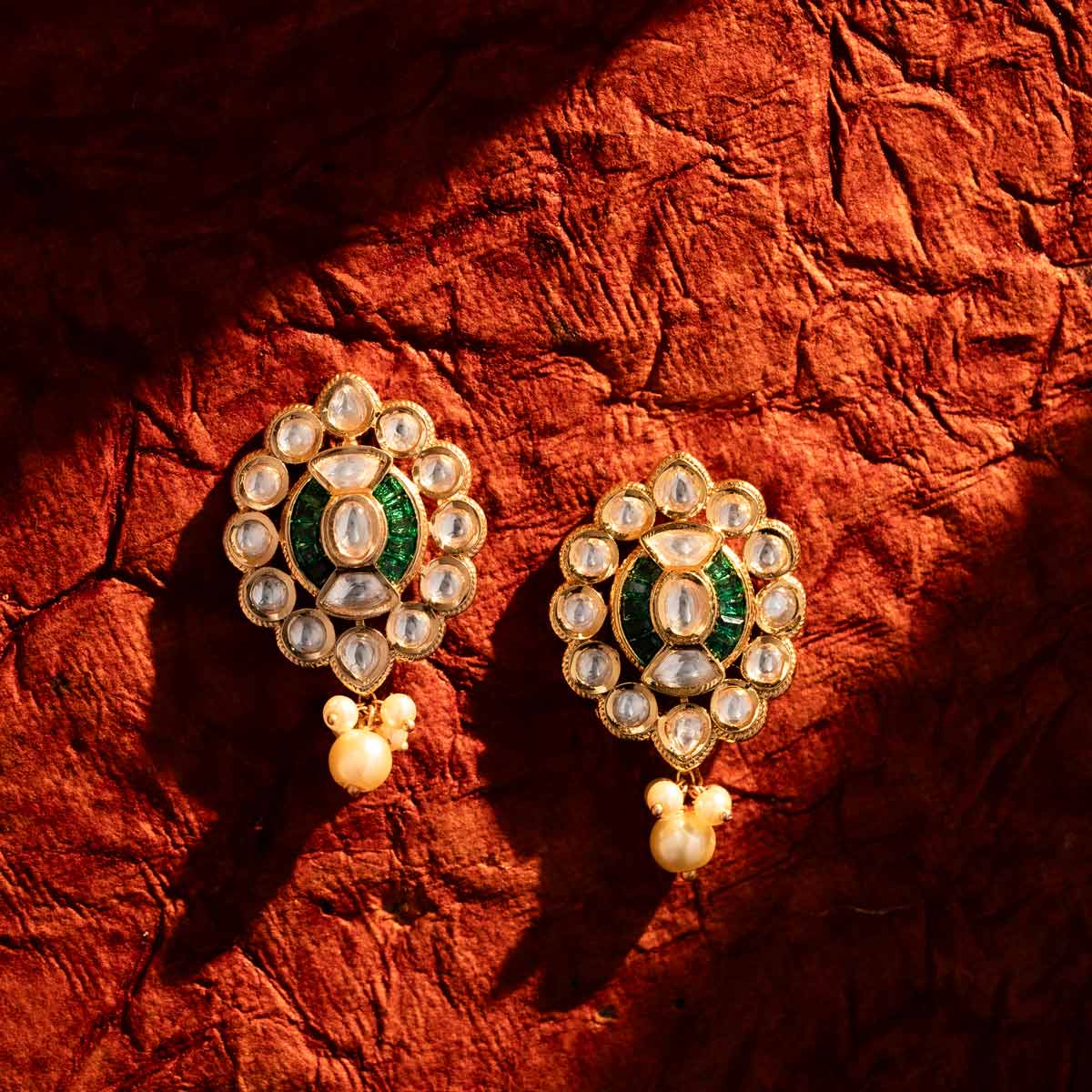 Pearl Drop Kundan Studs