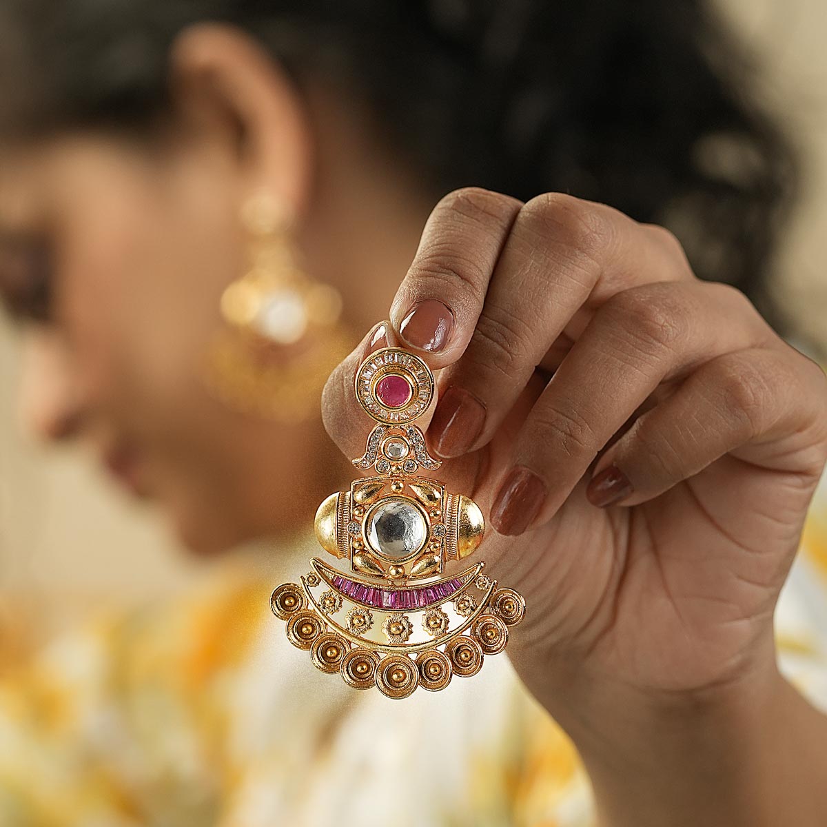 Royal Heritage Gold-Plated Kundan Earrings