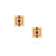 Golden Ruby Enigma Stud Earrings