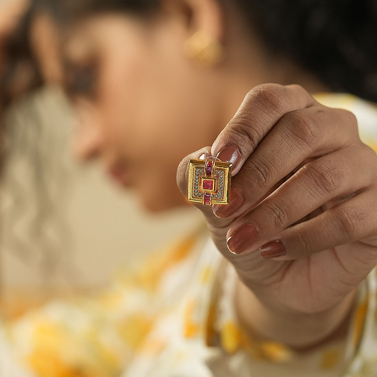 Golden Ruby Enigma Stud Earrings