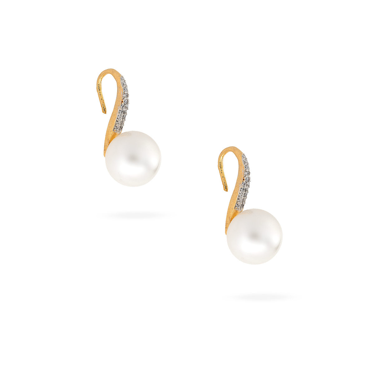 Elegant Pearl Hook Earrings with CZ Accents