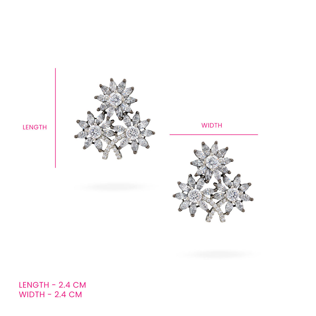 Tri-Cluster Dazzle Floral CZ Earrings