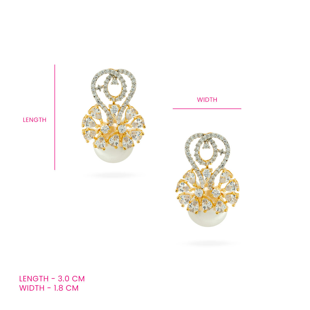 Pearl Elegance CZ Floral Drop Earrings