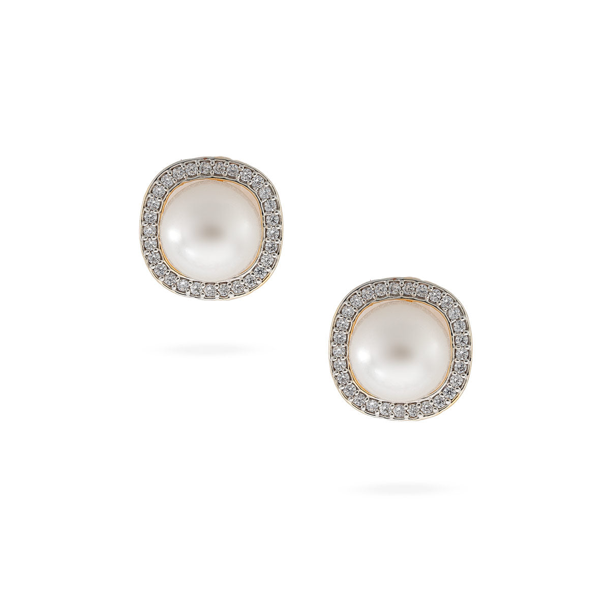 Lustrous Pearl Halo Stud Earrings