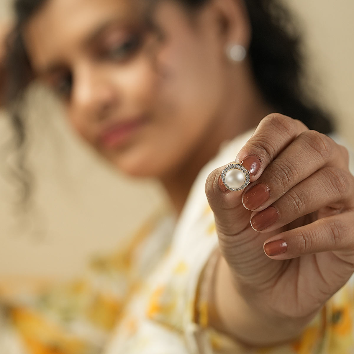 Lustrous Pearl Halo Stud Earrings