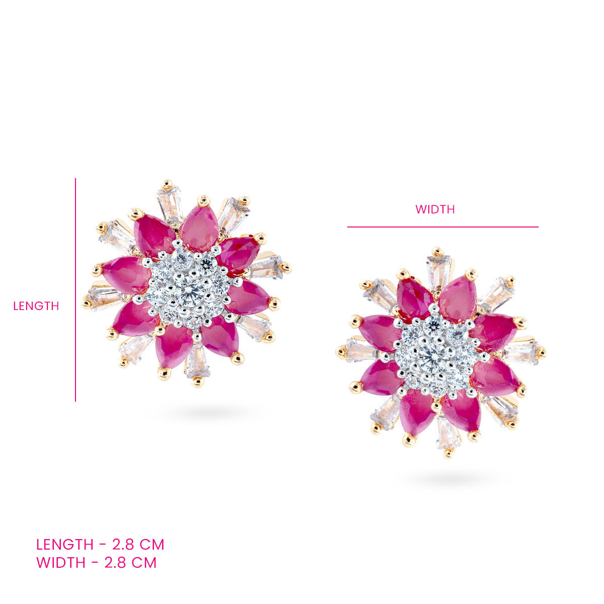 Ruby Blossom Floral Stud Earrings