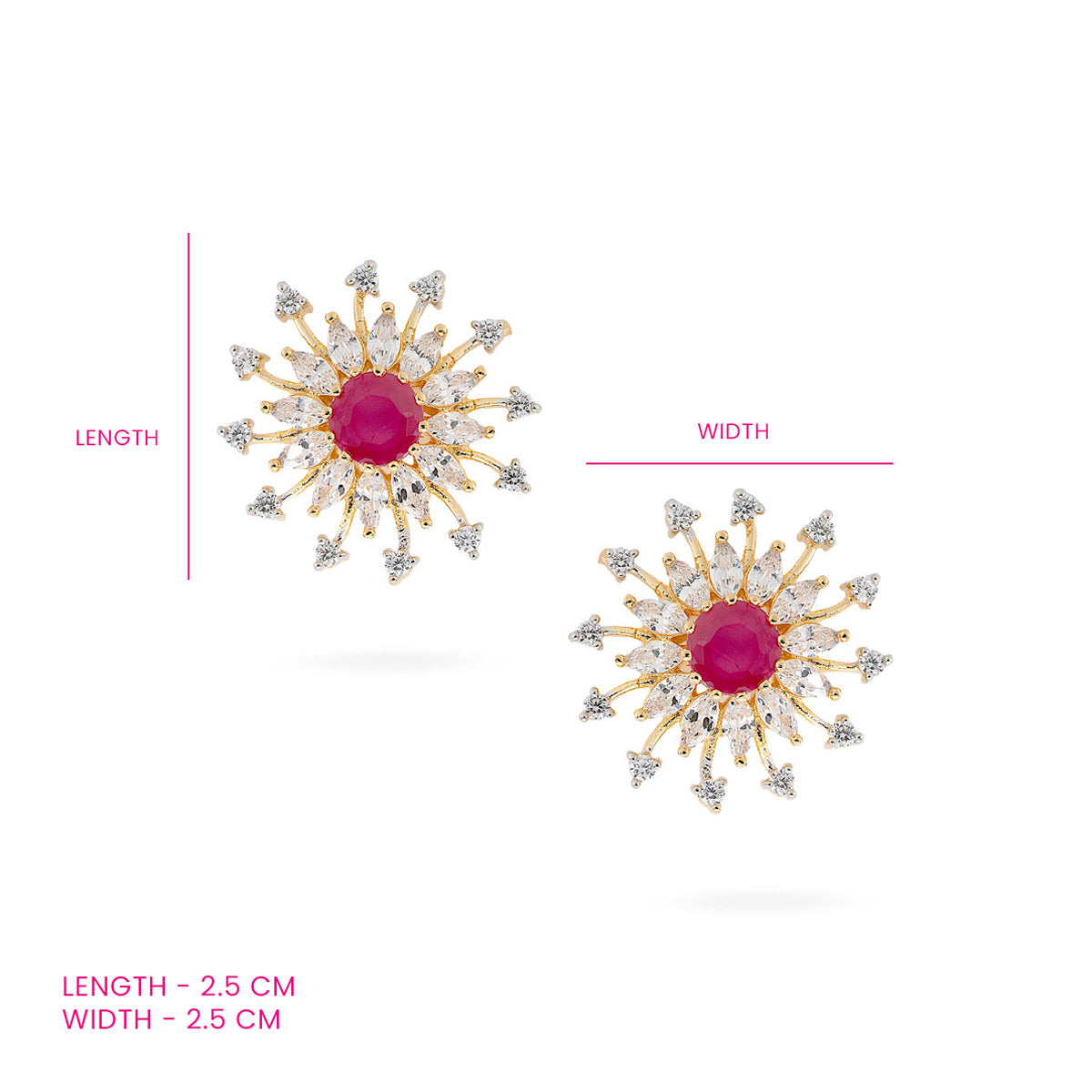 Radiant Ruby Sunburst Earrings