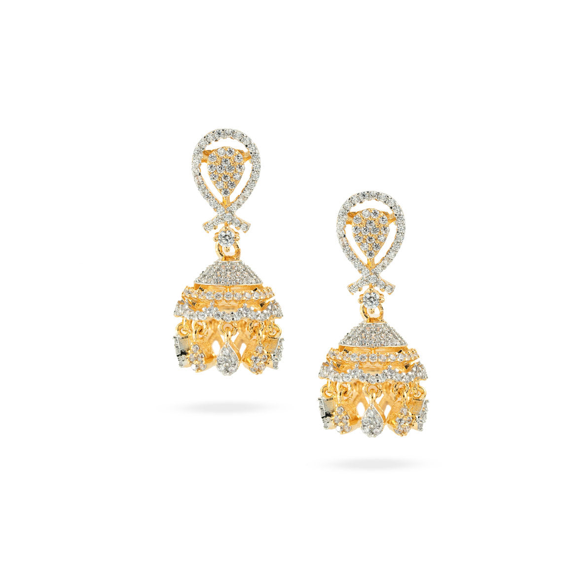 Golden Radiance CZ Jhumka Earrings