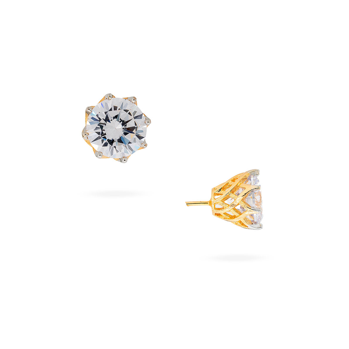 Golden Radiance Solitaire Stud Earrings