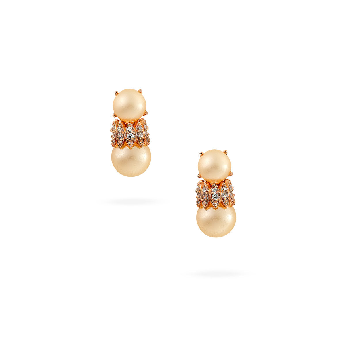 Golden Bloom Pearl Drop Earrings