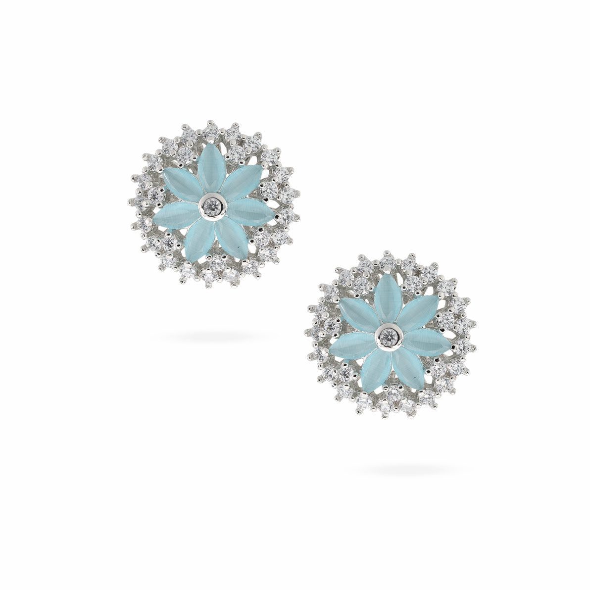 Aqua Blossom Floral Earrings