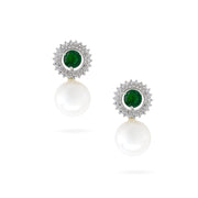 Emerald Radiance Pearl Drop Earrings