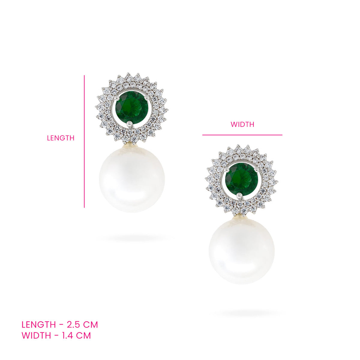 Emerald Radiance Pearl Drop Earrings