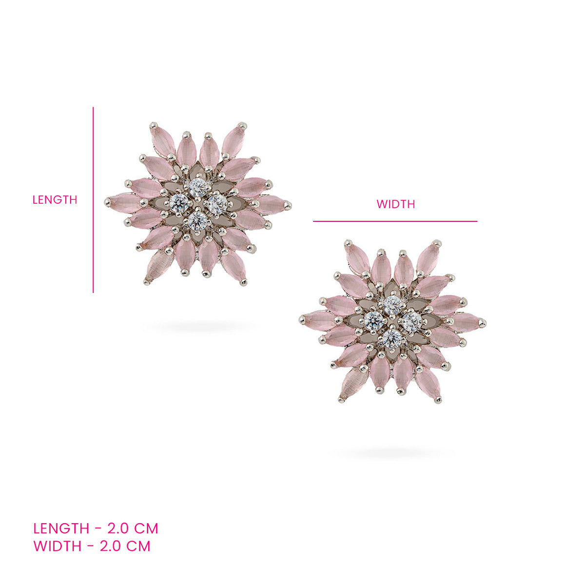 Rosy Radiance Crystal Stud Earrings