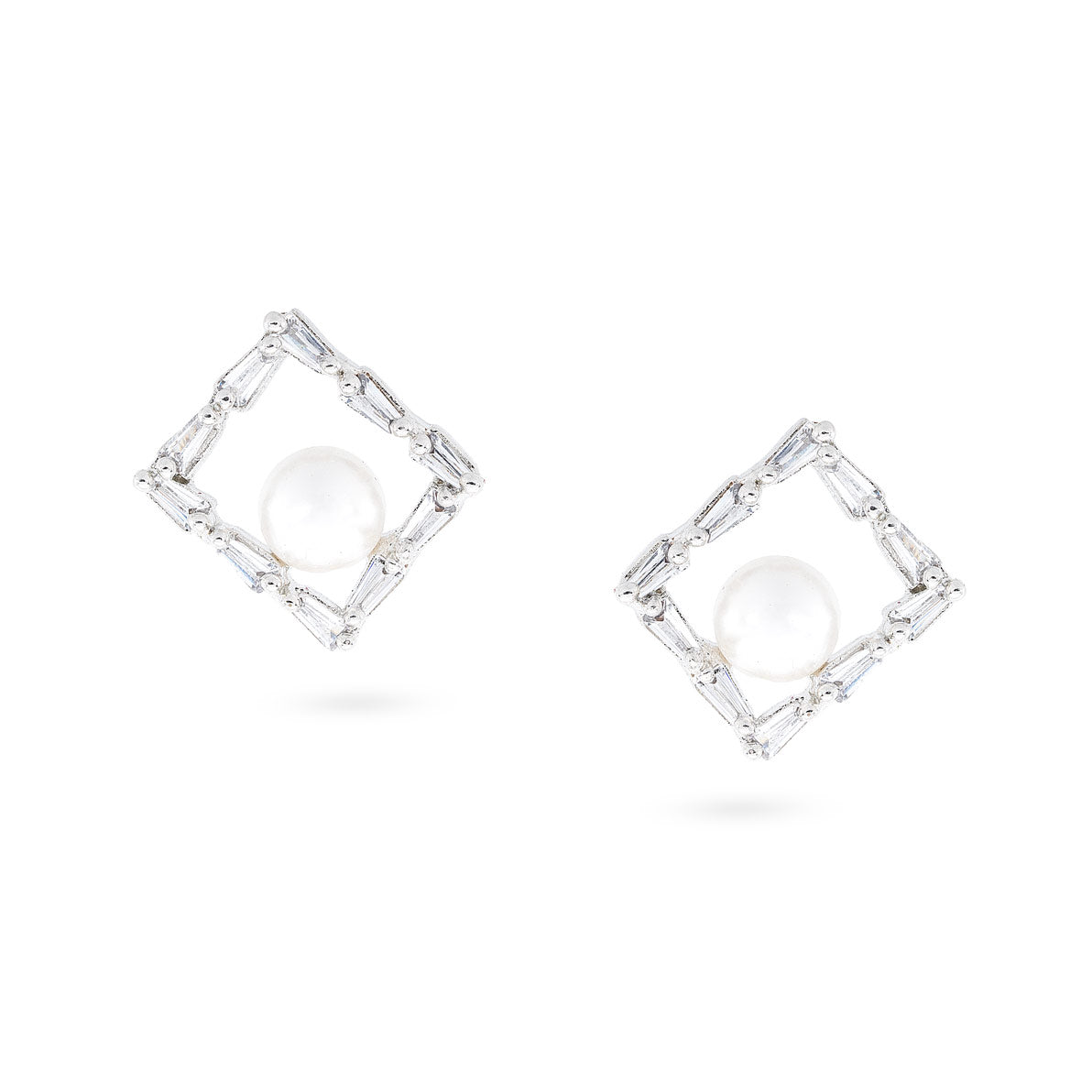 Pearl Prism CZ Stud Earrings