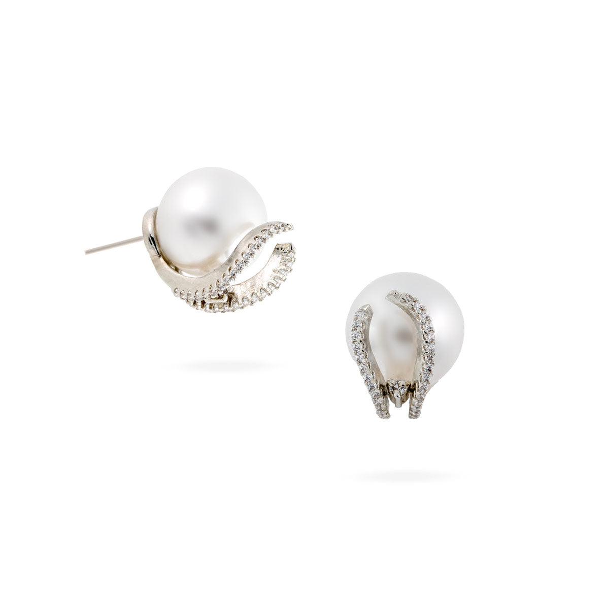 Pearl Radiance Half-Moon Stud Earrings