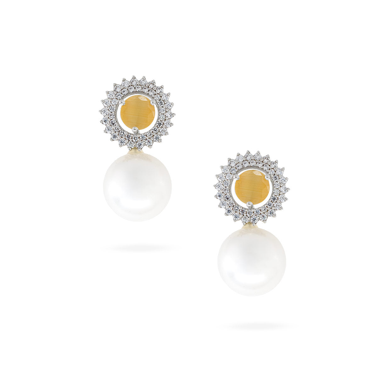 Golden Radiance Pearl Drop Earrings