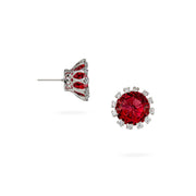 Crimson Bloom Red Stone Stud Earrings