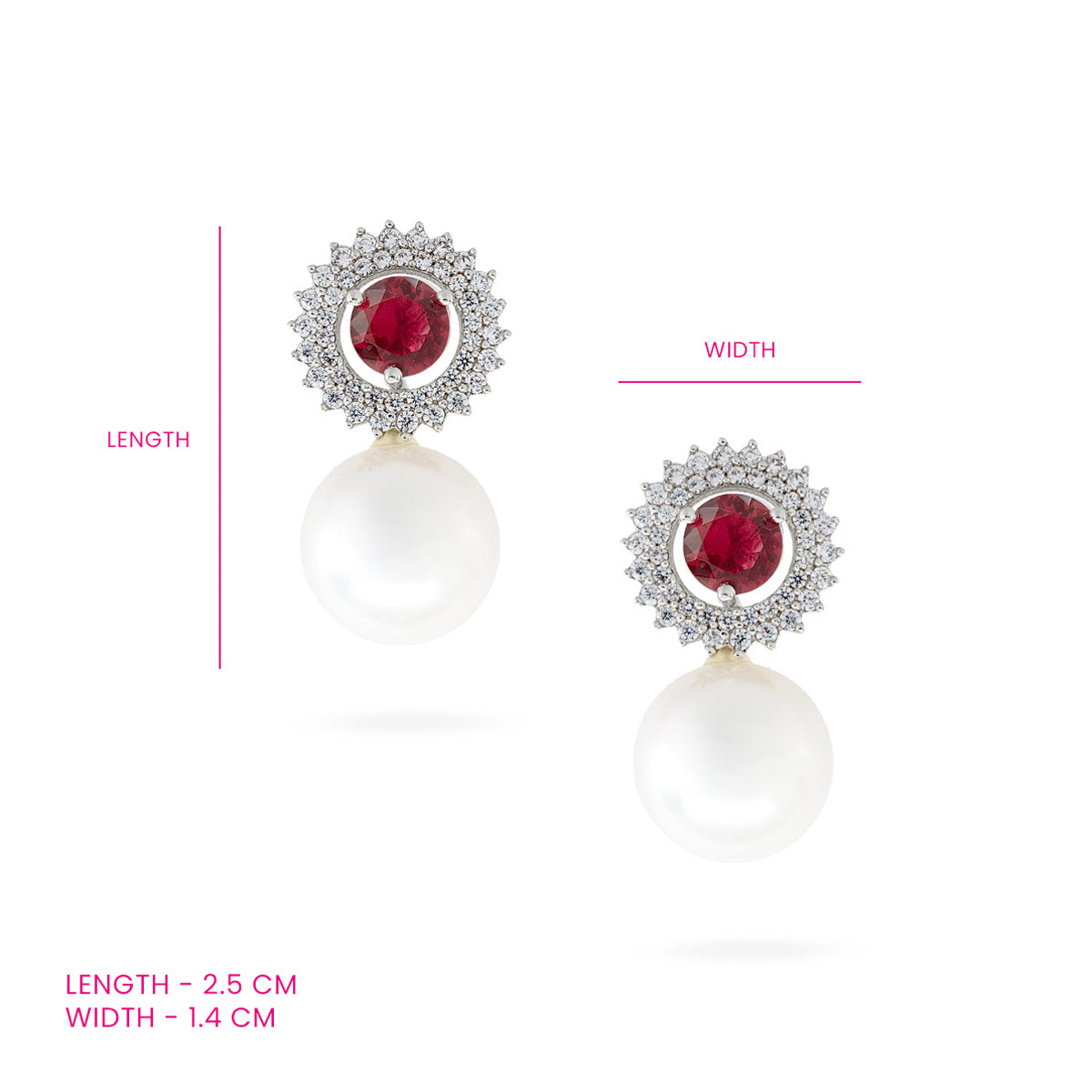 Crimson Elegance Pearl Drop Earrings