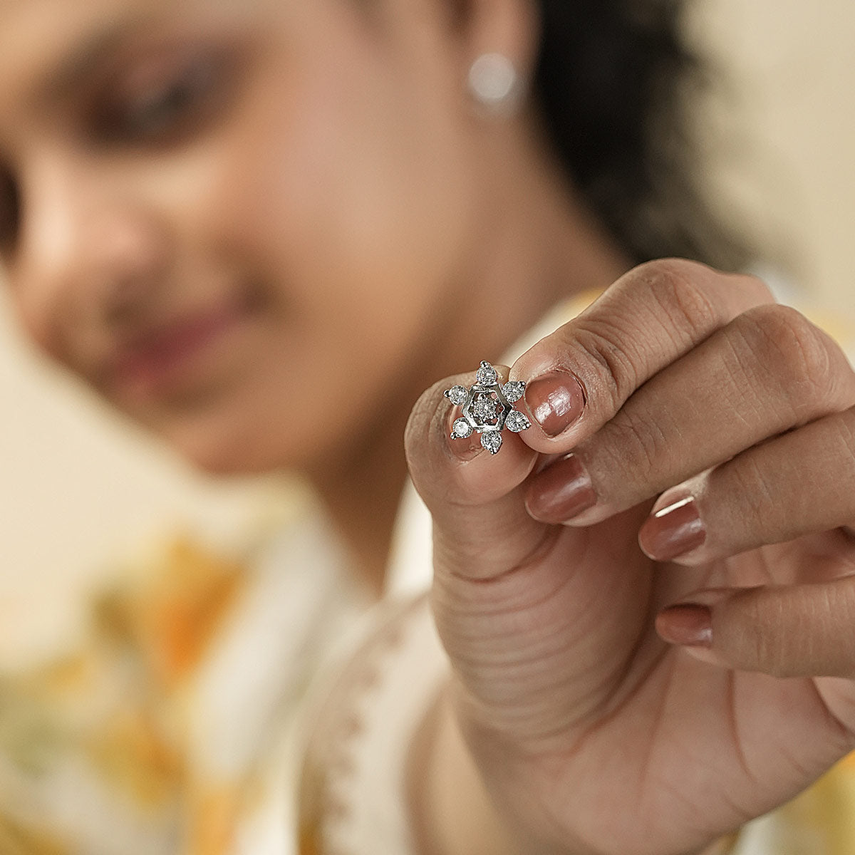 Crystal Hexa Bloom Studs