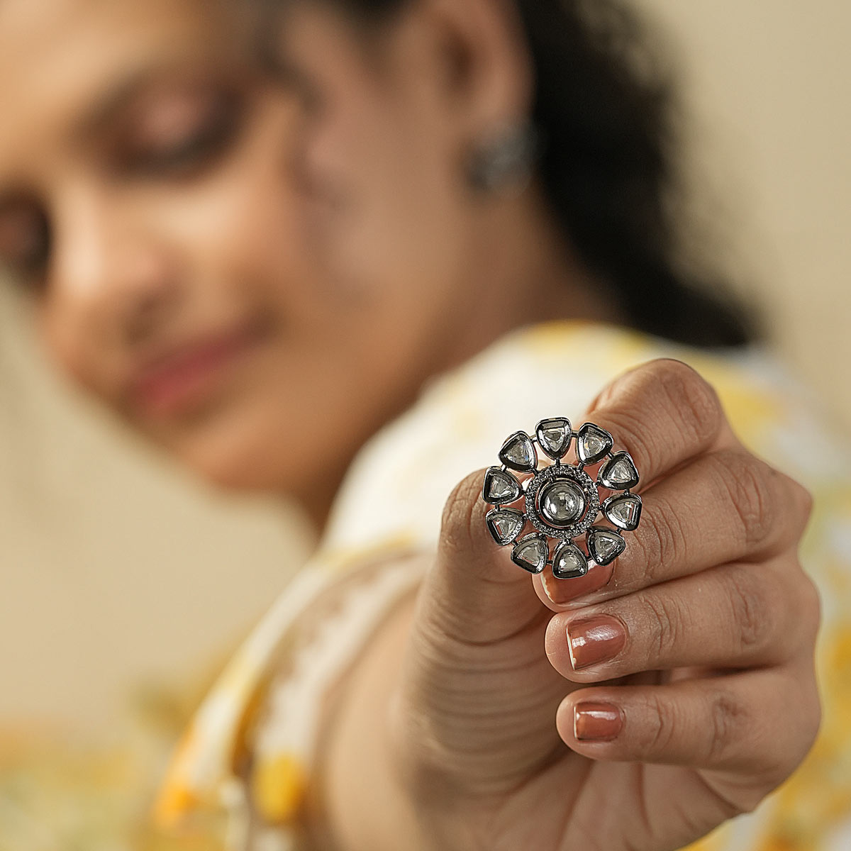 Moonlit Bloom Chandbali Earrings